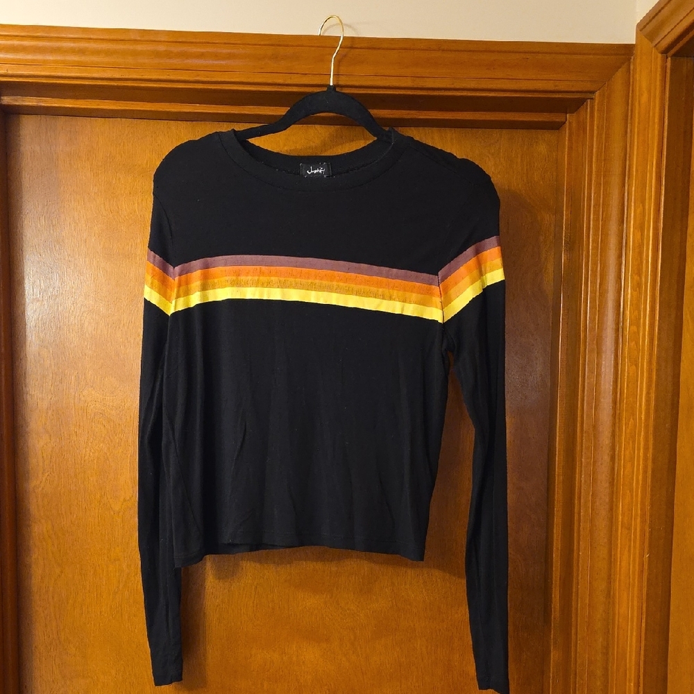 Justify Black Top with Vibrant Stripes